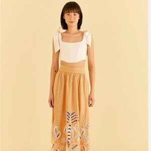 FARM Rio Tan and White Maxi Skirt